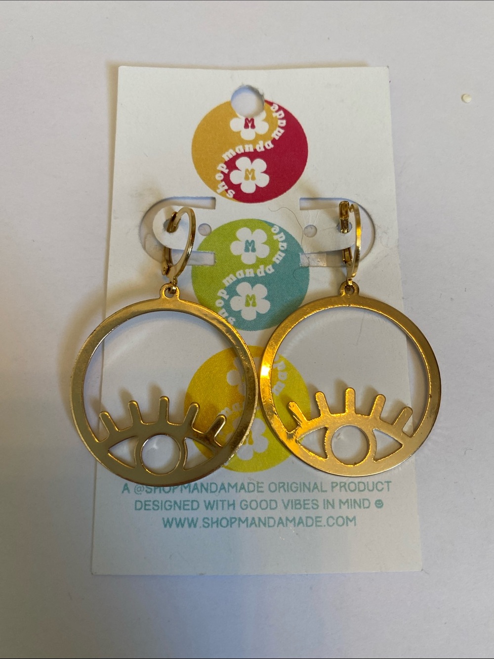 Gold Eye Hoop Earrings